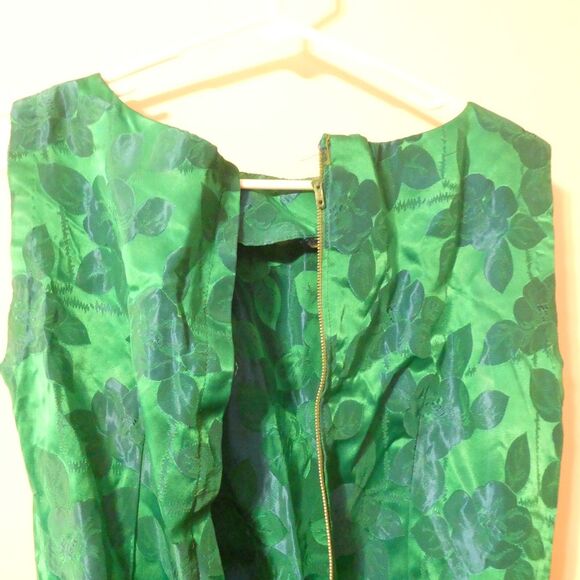 Blue Green Floral Brocade Sleeveless Sheath Dress w/Jacket Small 4 NEEDS TLC - Picture 11 of 16